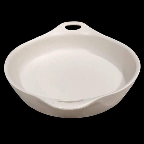 Corningware Creations Stoneware 10" Khaki Beige Round Baking Dish w/ Handles - Picture 6 of 6